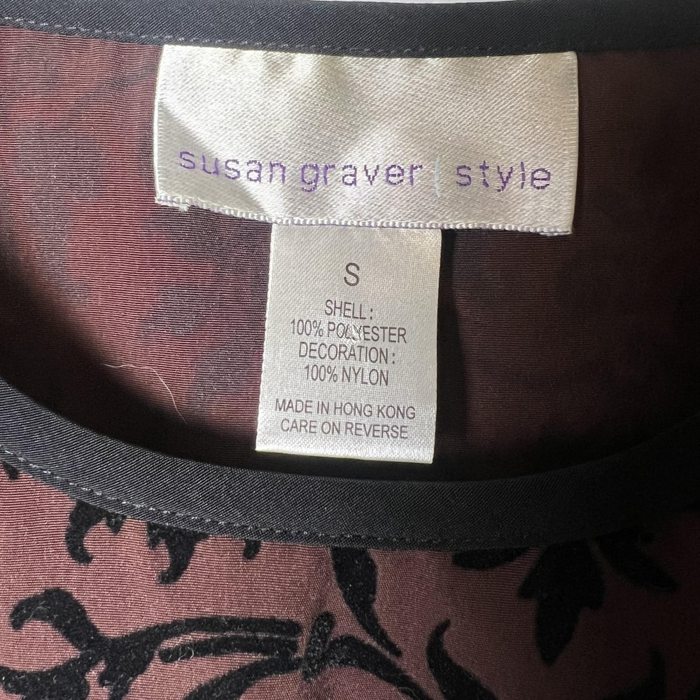 Susan Graver Tank Top Womens Small Velvet Flocked Damask Pattern Sleeveless Shir - Picture 4 of 5